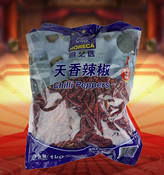 廚之選(HORECA SELECT)天香辣椒產自四川成都1kg每袋，辣椒對口腔及胃腸有刺激作用，能增強腸胃蠕動，促進消化液分泌，改善食欲，并能抑制腸內異常發(fā)酵。可以用于沸騰魚、大碗魚、毛血旺、辣子雞丁、饞嘴牛蛙等川菜系列，定會讓您回味無窮。由于辣椒素的作用，當味覺感覺細胞接觸到辣椒素后會更敏感，從而感覺食物的美味。
