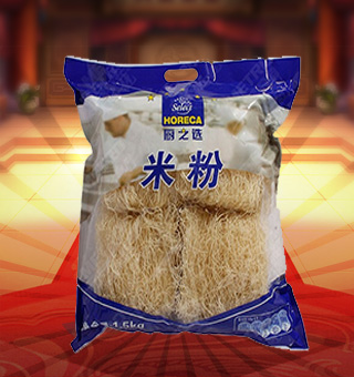 廚之選米粉產(chǎn)自福建莆田1.5kg每袋，本品精選優(yōu)質(zhì)大米，食用玉米淀粉等為原料，經(jīng)嚴格的管理和先進的生產(chǎn)工藝精制而成。本品絲條細勻，質(zhì)地柔韌，有光澤，在水中浸泡48小時不變色，不發(fā)漲。