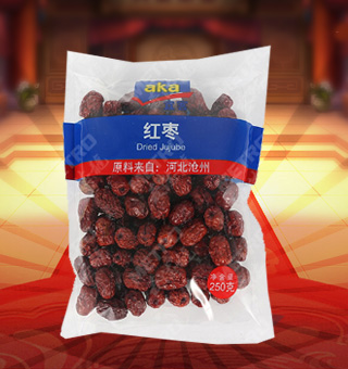 宜客(AKA)紅棗產(chǎn)自河北滄州250g每袋，精選優(yōu)質(zhì)河北滄州紅棗為原料，經(jīng)先進工藝精心制作而成，色澤亮麗，肉質(zhì)飽滿，輕松享受。 
