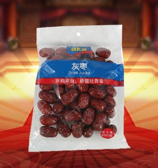 宜客(AKA)灰棗產(chǎn)自新疆吐魯番250g每袋，精選優(yōu)質(zhì)新疆吐魯番紅棗為原料，經(jīng)先進工藝精心制作而成，個大皮薄，核小肉厚，輕松享受。